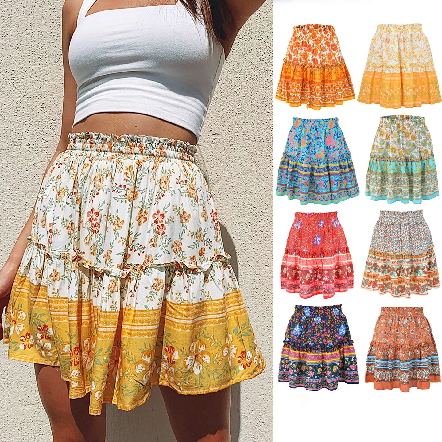 Rohza Flower Print Skirt