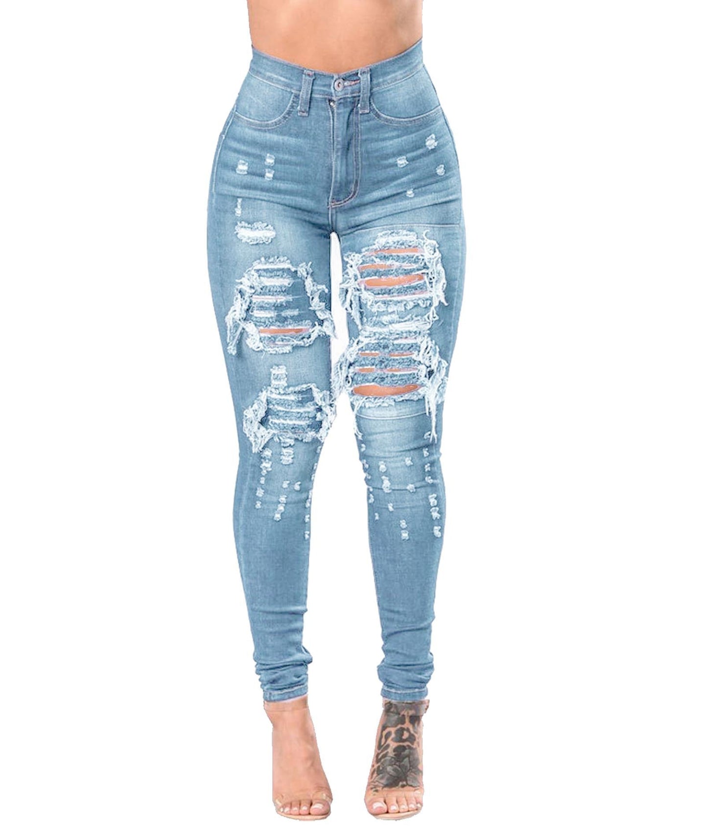 Rohza Ripped Washed Denim Jeans