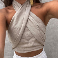 Rohza Halter Linen Top