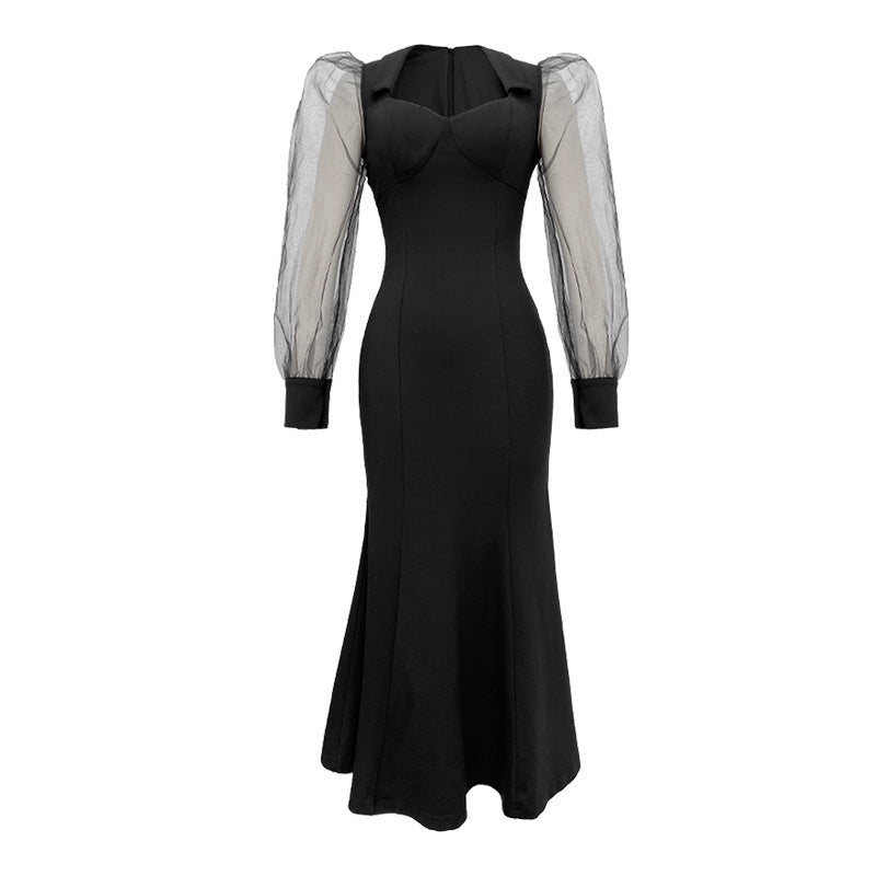 Rohza French Style Square Collar Long Dress