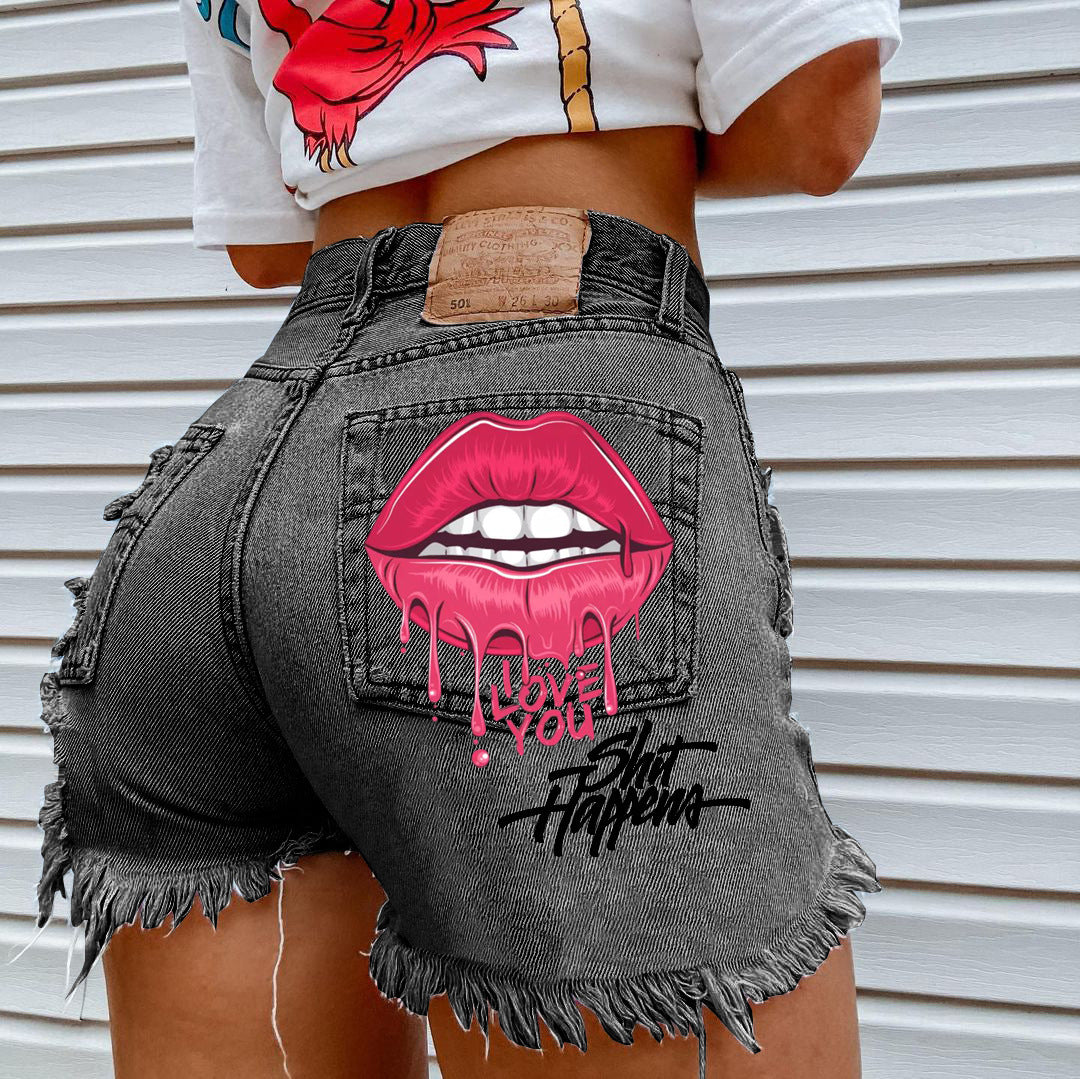 Rohza Shit Happens Ripped Jean Shorts